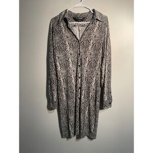 Norma‎ Kamali Snake Print Button Down Shirt Dress Size Large